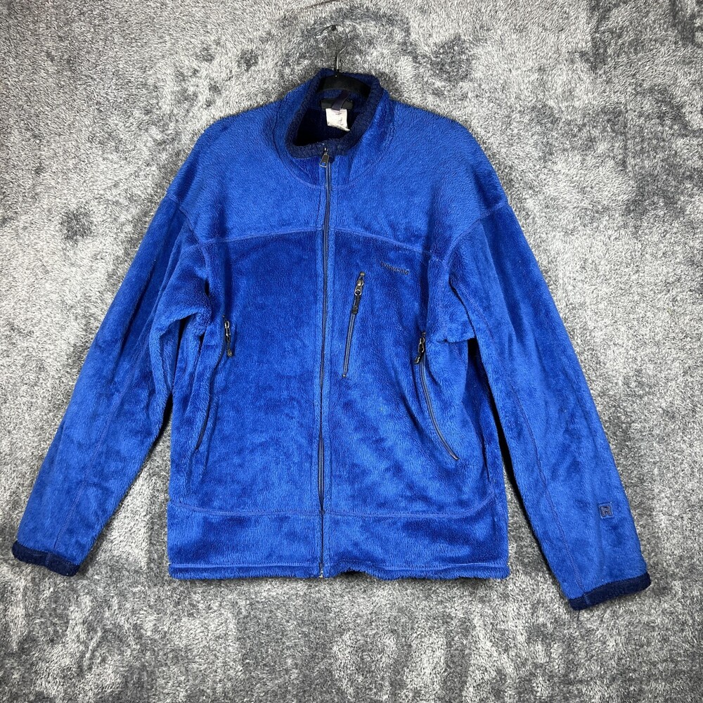 Patagonia Jacket Mens XL Blue Fleece Full Zip Lined Polartec Windbreaker